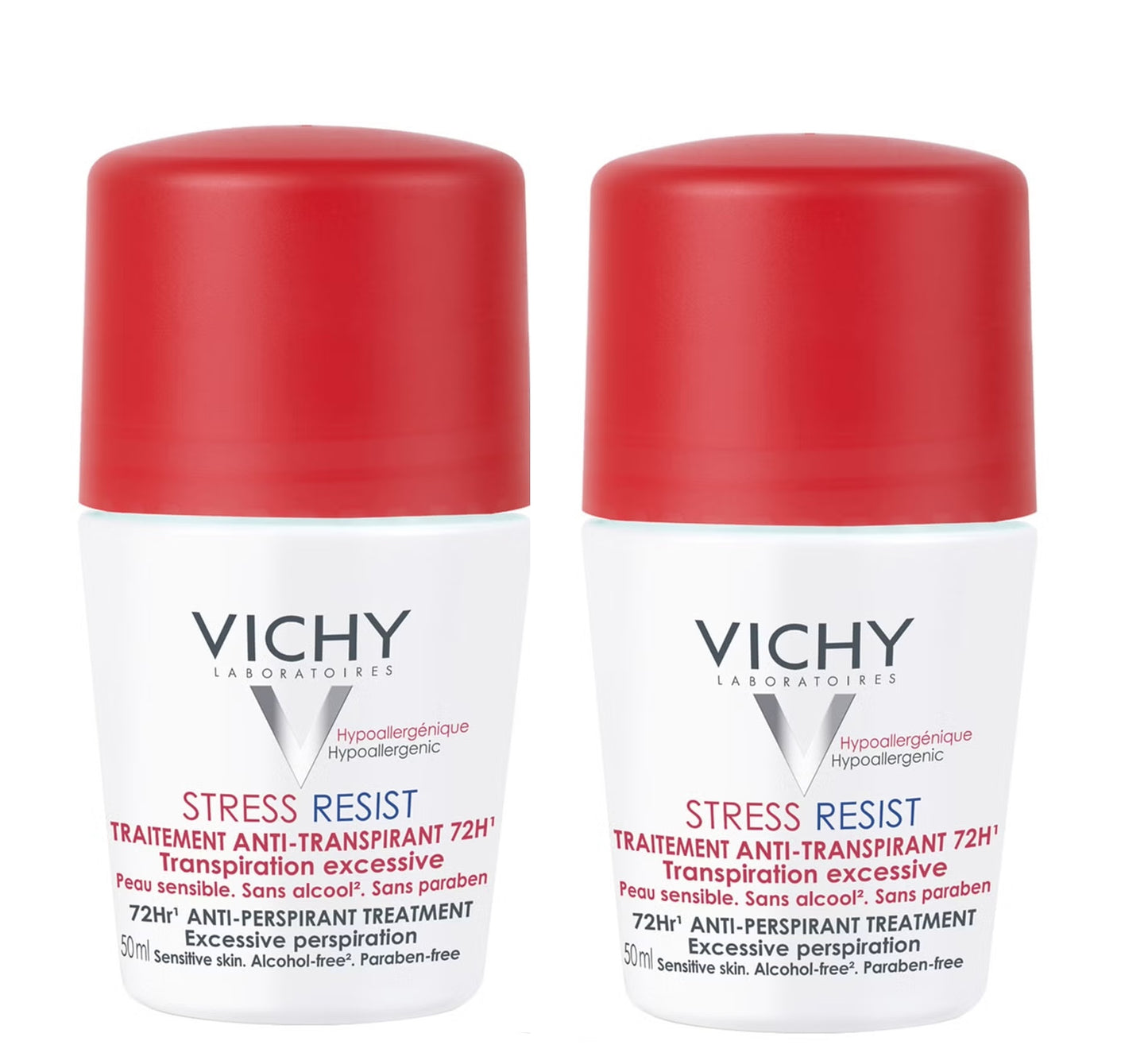 VICHY 72-Hour Stress Resist Anti-Perspirant Deodorant 50ml (Pack of 2) - Free UK Delivery