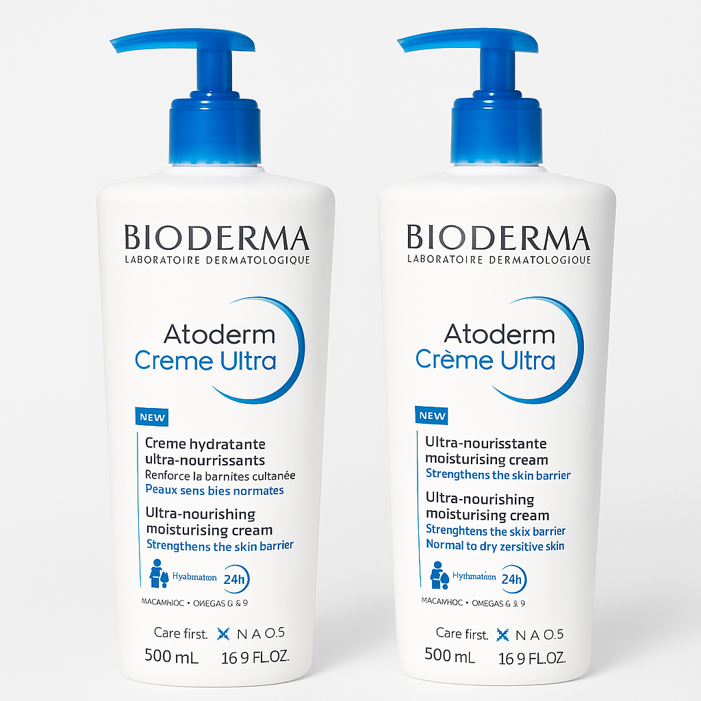 Bioderma Atoderm Ultra-Nourishing Moisturising Cream 500ml - (Pack of 2) Free UK Delivery