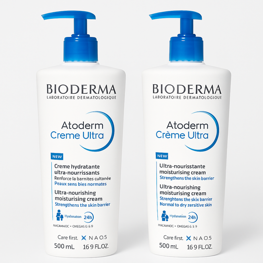Bioderma Atoderm Ultra-Nourishing Moisturising Cream 500ml - (Pack of 2) Free UK Delivery