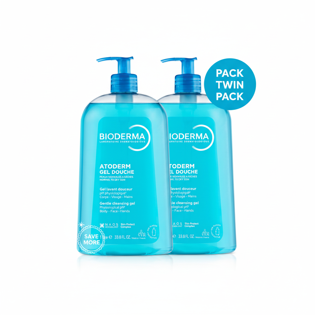 Bioderma Atoderm Shower Gel - Normal, Dry & Sensitive Skin 1L - Free UK Delivery (Pack of 2)