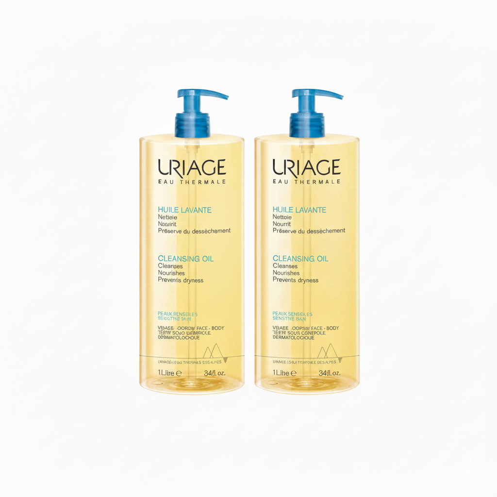 Uriage Cleansing Shower - Body & Face Oil 1 L (Pack of 2) - Free UK Delivery